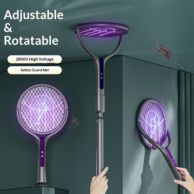 Head Racket Boom - Testa rotante Bug Zapper Racchetta ricaricabile